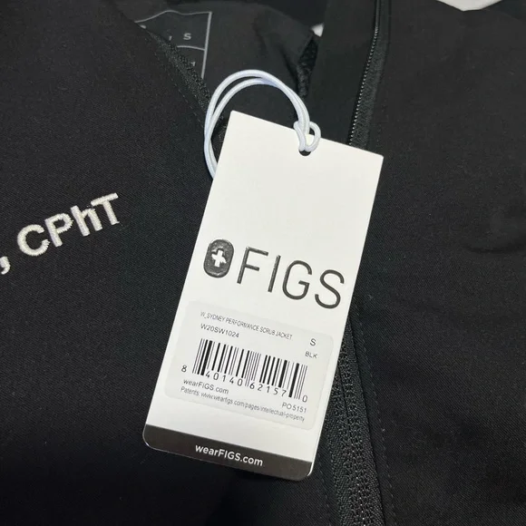 FIGS- Sydney Performance scrub jacket in black with embroidery - Picture 6 of 6